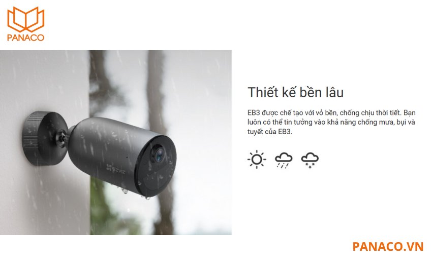 Ezviz EB3 đạt chuẩn chống nước và bụi IP67