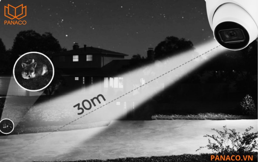 DH-IPC-HDW3841EM-S-S2 là camera giám sát ban đêm được tích hợp đèn hồng ngoại thông minh với tầm xa lên đến 30 mét