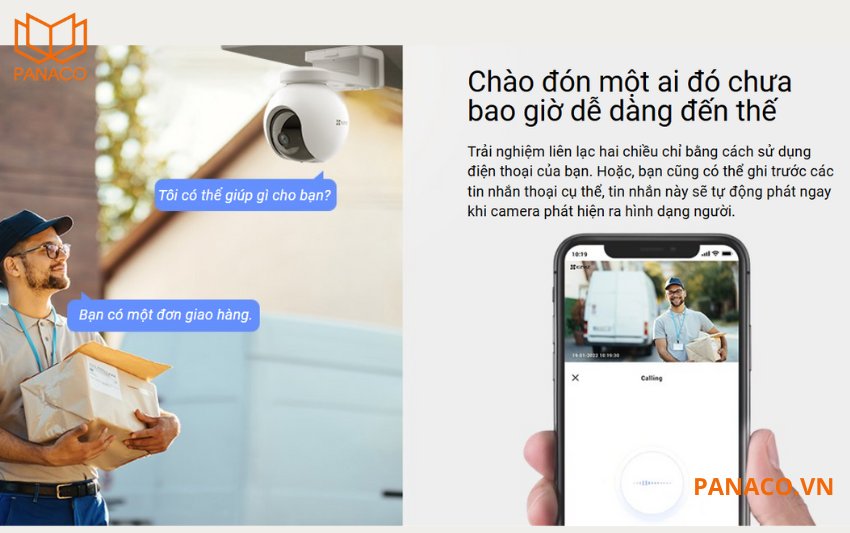 Camera Ezviz HB8 4K hỗ trợ ghi âm và đàm thoại hai chiều