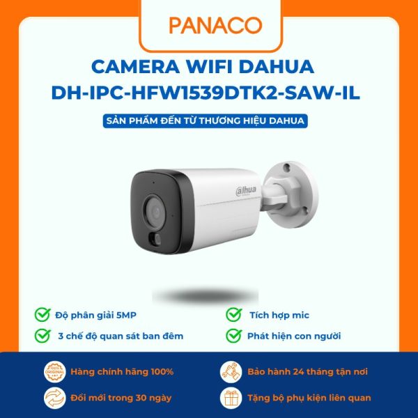 Camera wifi Dahua 5MP DH-IPC-HFW1539DTK2-SAW-IL
