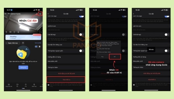 Gỡ thiết bị khỏi tài khoản Ezviz