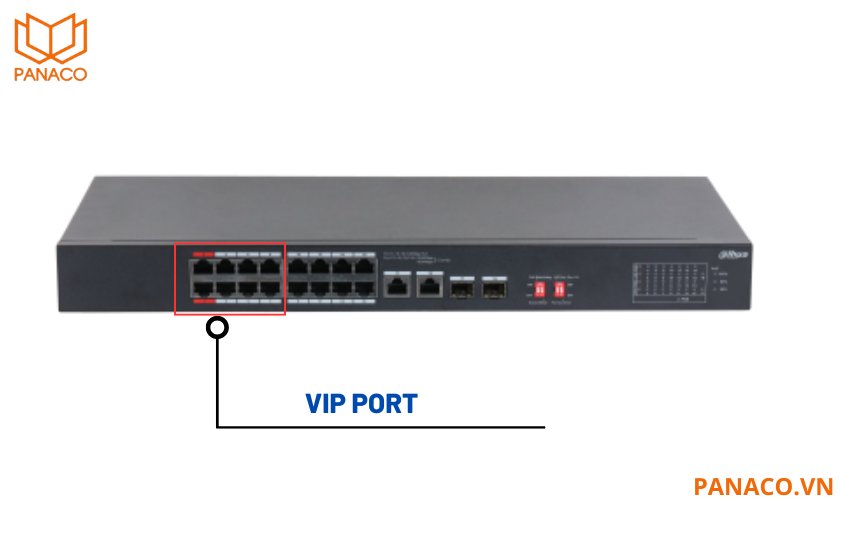 Cổng 1-8 trên DH-S3218-16ET-135 được thiết kế với chế độ ưu tiên truyền tải