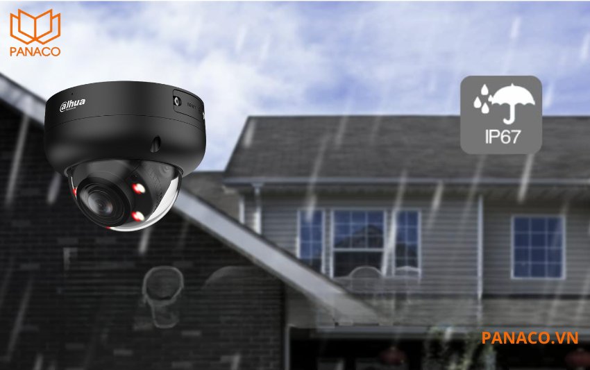 DH-IPC-HDBW3249RP-ZAS-IL là camera giám sát ngoài trời đạt tiêu chuẩn chống bụi nước IP67 và chống va đập IK10