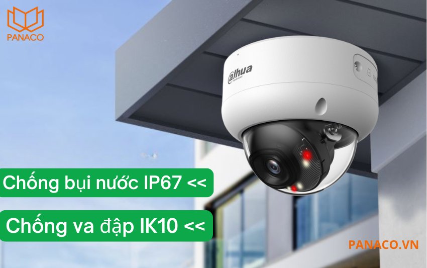 DH-IPC-HDBW3849EP-AS-IL dễ dàng lắp đặt tại các nơi có thời tiết mưa bụi liên tục và khu vực dễ xảy ra phá hoại nhờ chuẩn IP67 và chống va đập IK10