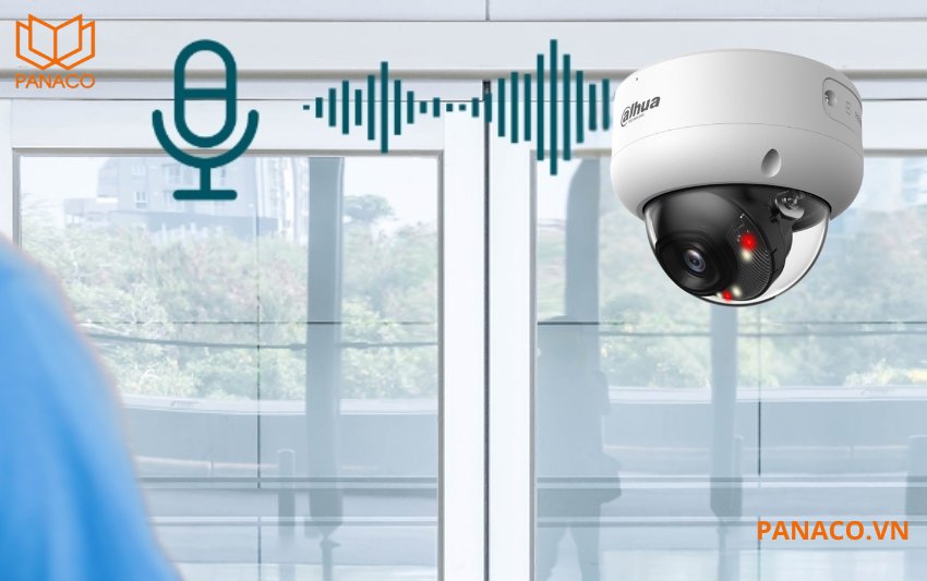 DH-IPC-HDBW3849EP-AS-IL tích hợp micro chất lượng cao, cho phép ghi âm đồng thời với hình ảnh