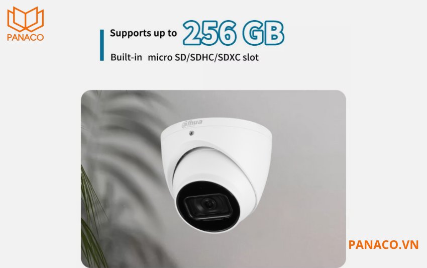 DH-IPC-HDW3241EM-S-S2 hỗ trợ khe cắm thẻ nhớ MicroSD lên đến 256GB
