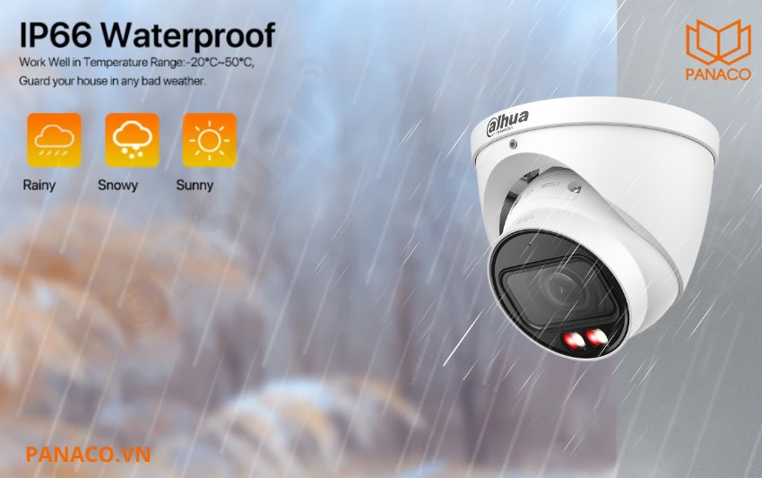 Camera Dahua DH-IPC-HDW3649TP-ZS-IL được thiết kế với vỏ kim loại đạt chuẩn bảo vệ IP67, chống xâm nhập của bụi và nước