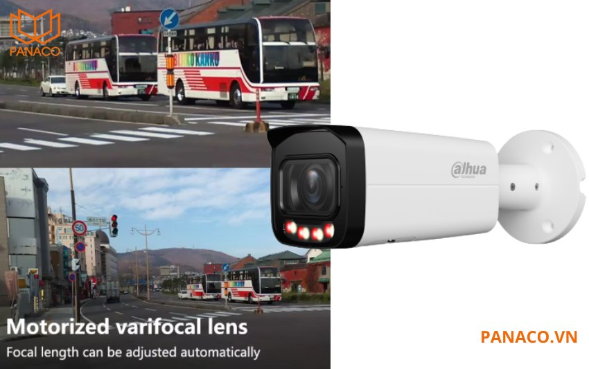 DH-IPC-HFW3249TP-ZAS-IL sử dụng ống kính motorized vari-focal có thể điều chỉnh từ xa góc rộng 2.7mm và chiều sâu lên đến 13.5mm