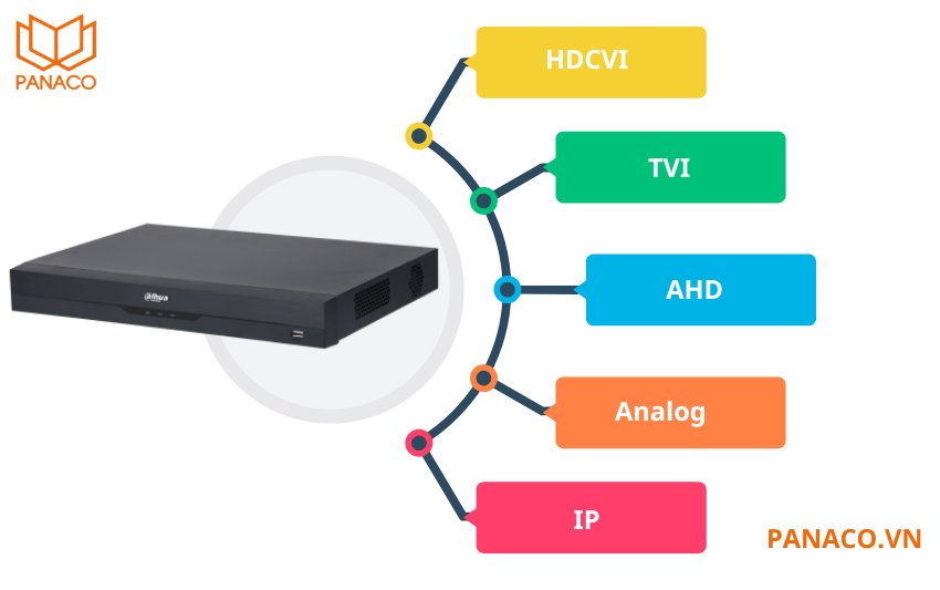 DH-XVR5216AN-5M-I3 tương thích hoàn hảo với hầu hết các loại camera phổ biến trên thị trường hiện nay như HDCVI, TVI, AHD, Analog và cả IP