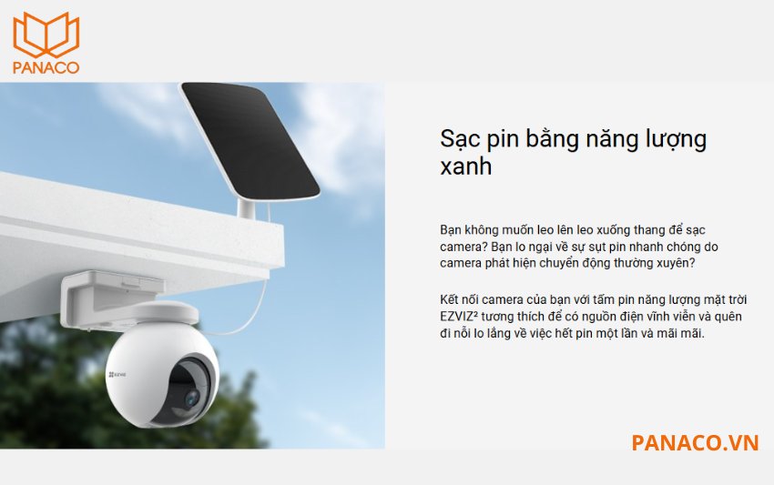 Ezviz HB8 4K sạc pin bằng năng lượng xanh