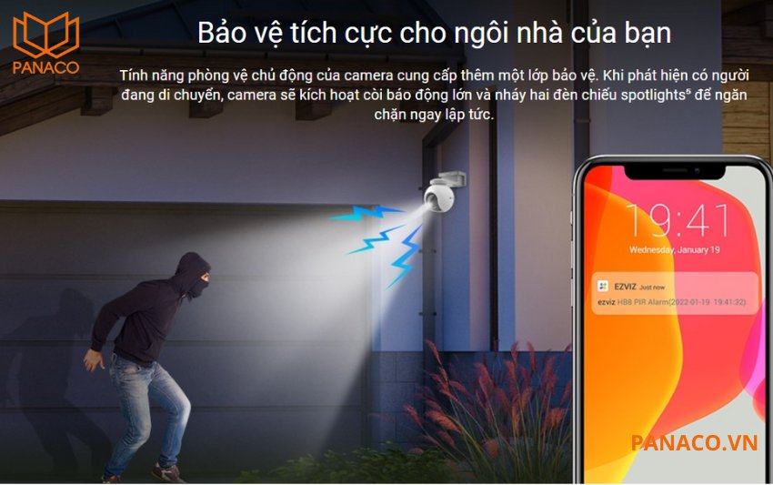 HB8 4K hỗ trợ còi báo động âm thanh lên đến 110dB