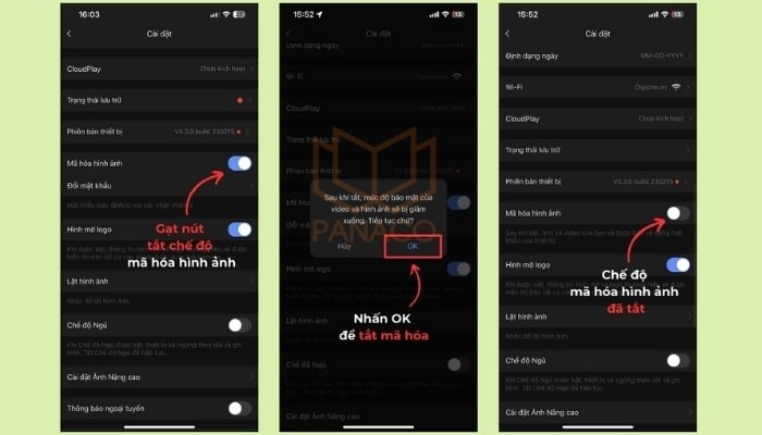 Tắt mã hóa hình ảnh camera Ezviz