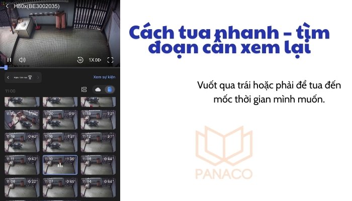 Tìm lại đoạn video cần xem lại trên ứng dụng camera Ezviz