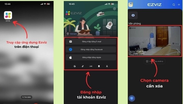 Xóa camera Ezviz khỏi tài khoản bằng app EZVIZ