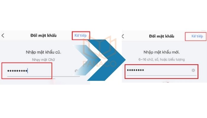 Bước 5 của cách đổi mật khẩu tài khoản Ezviz: Nhập mật khẩu cũ và mật khẩu mới