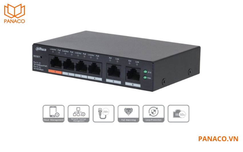 Switch 6 cổng Dahua DH-CS4006-4ET2ET-60