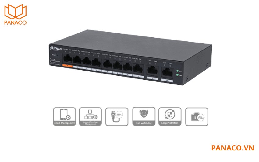 Switch PoE Cloud Dahua DH-CS4010-8ET-60