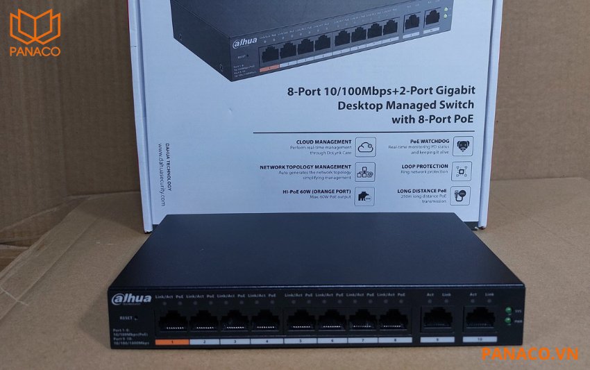 DH-CS4010-8ET-60 có thể xử lý đồng thời nhiều luồng dữ liệu lớn mà không bị nghẽn mạng