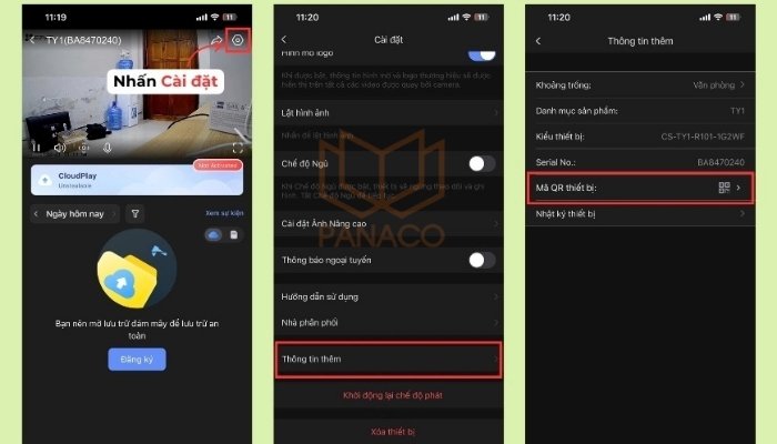 Các bước lấy lại mã QR Ezviz