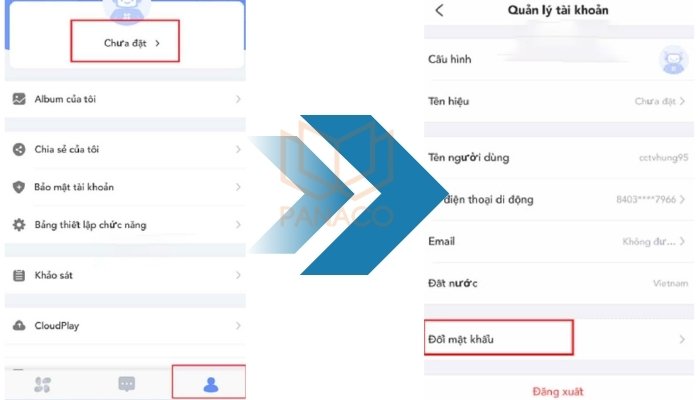 Tiến hành đổi mật khẩu cho app Ezviz