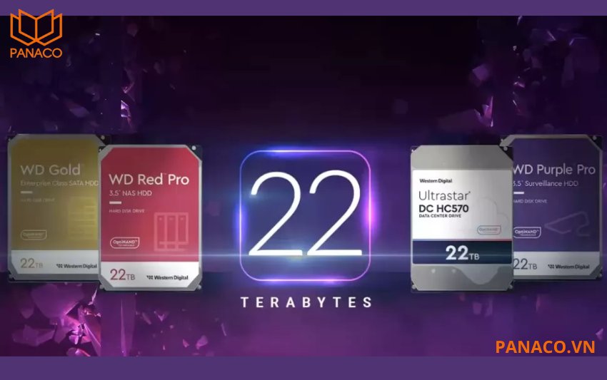 Ổ cứng WD Purple PRO 22TB WD221PURP sở hữu dung lượng lưu trữ ấn tượng 22 terabyte