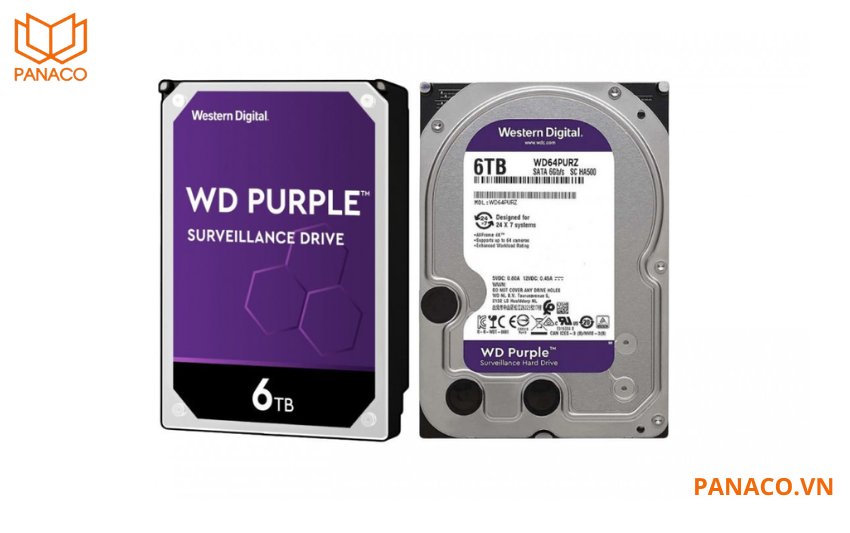 Ổ cứng Western Digital Purple 6TB WD64PURZ sở hữu dung lượng lưu trữ 6TB