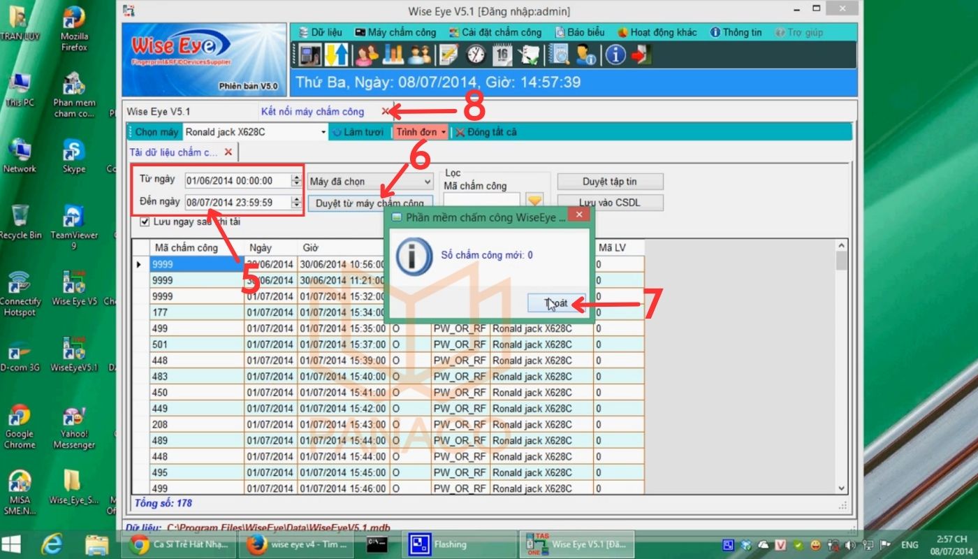 Chọn thời gian xuất dữ liệu chấm công Chọn thời gian xuất dữ liệu chấm công