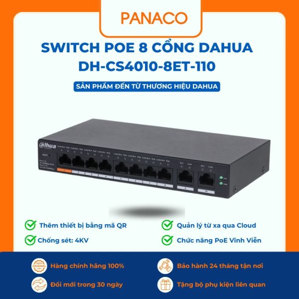 Switch Poe 8 cổng Dahua DH-CS4010-8ET-110
