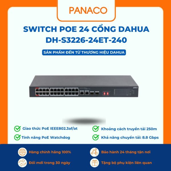 Switch Poe 24 cổng Dahua DH-S3226-24ET-240