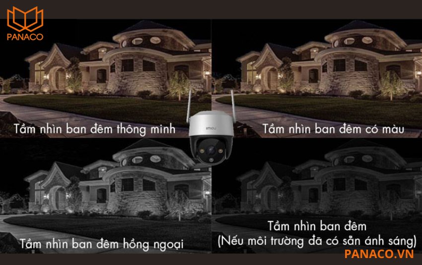 Camera DH-P3AE-PV-4G trang bị đèn hồng ngoại và LED với 4 chế độ chiếu sáng ban đêm