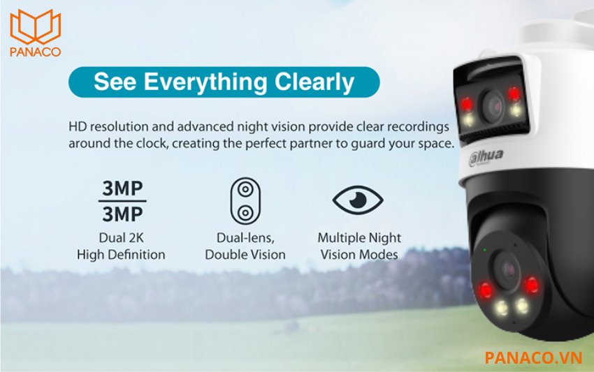 Camera IP Dahua DH-P3D-3F-PV-4G được thiết kế với hệ thống hai ống kính riêng biệt