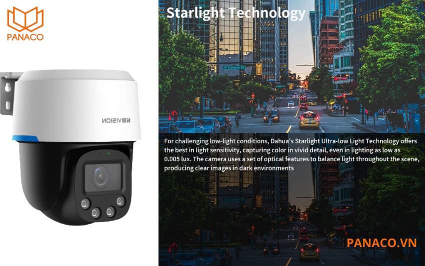 KX-C4007CPN-PRO hỗ trợ bởi công nghệ Starlight hiện đại và khẩu độ lớn F1.0, hình ảnh ghi lại đầy đủ màu sắc vào ban đêm