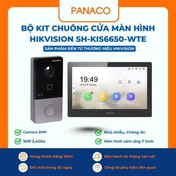 Bộ KIT chuông cửa màn hình Hikvision SH-KIS6650-WTE