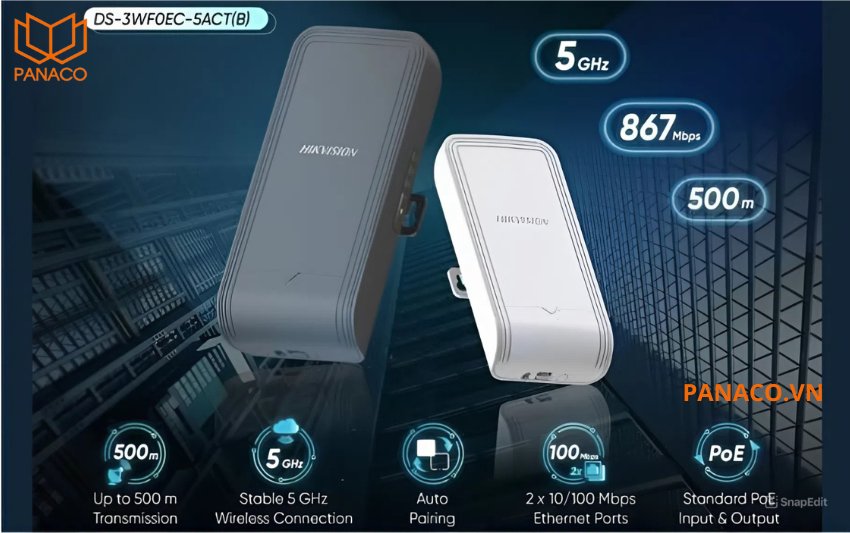 Bộ thu phát sóng không dây Hikvision DS-3WF0EC-5ACT(B)