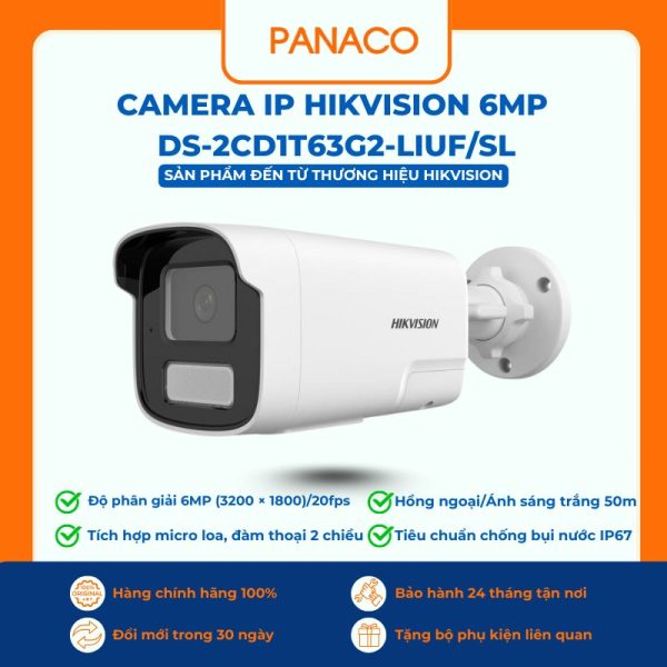 Camera IP Hikvision 6MP DS-2CD1T63G2-LIUF/SL