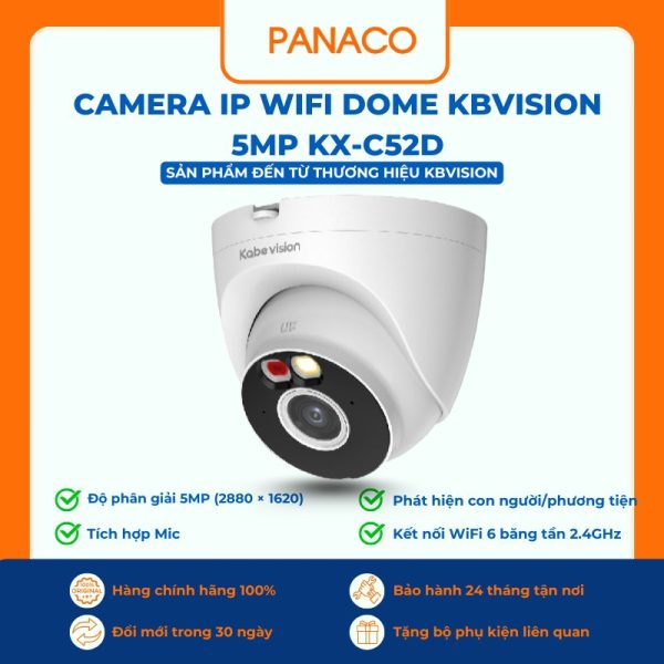 Camera IP Wifi Dome Kbvision 5MP KX-C52D