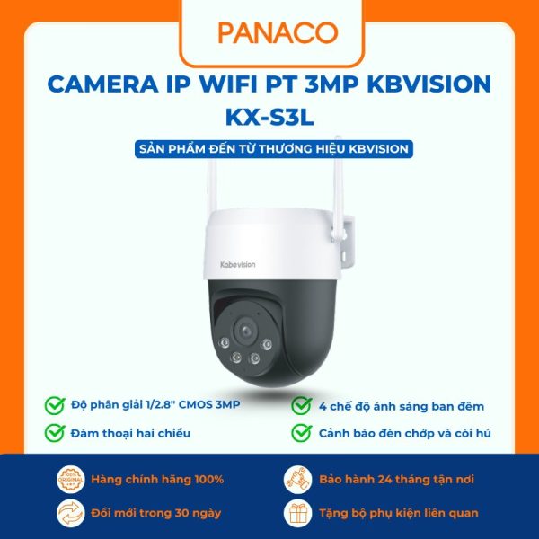 Camera IP Wifi PT 3MP Kbvision KX-S3L