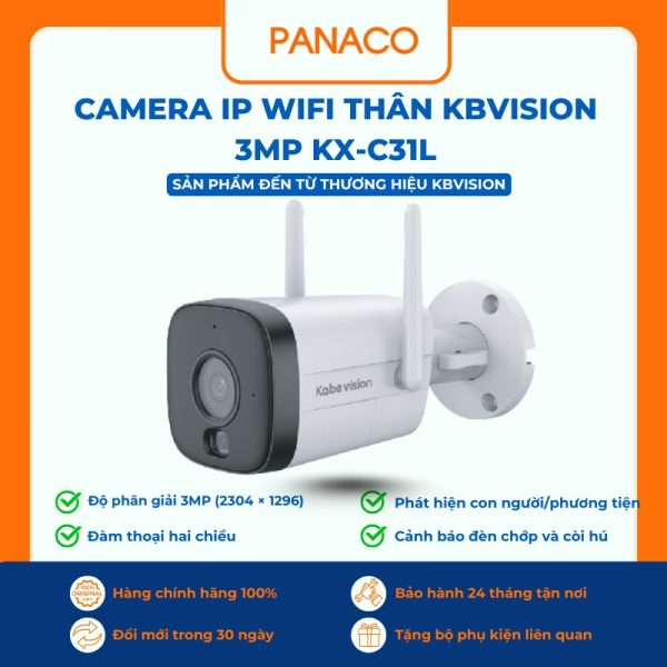 Camera IP Wifi Thân Kbvision 3MP KX-C31L