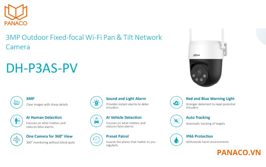 Camera Wifi quay quét 3MP Dahua DH-P3AS-PV