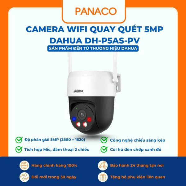 Camera wifi Dahua quay quét 5MP DH-P5AS-PV