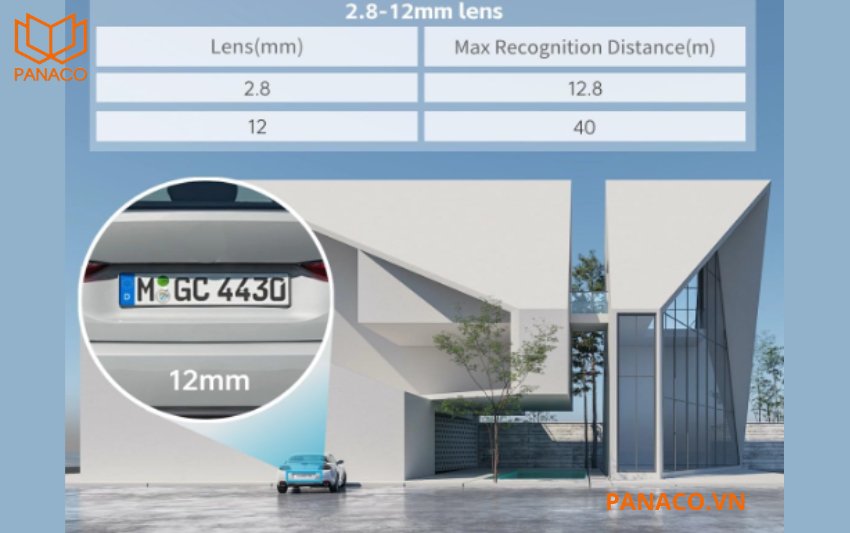 DS-2CD1743G2-IZ thiết kế ống kính varifocal từ 2.8 đến 12mm. Có thể điều chỉnh tiêu cự từ xa thông qua phần mềm