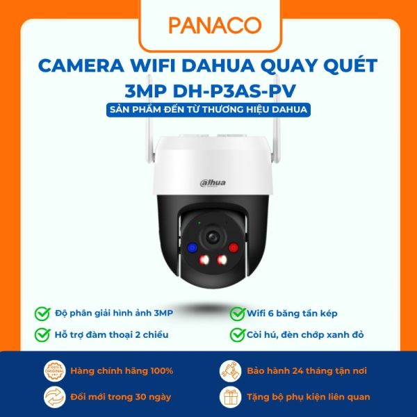 Camera wifi Dahua quay quét 3MP DH-P3AS-PV