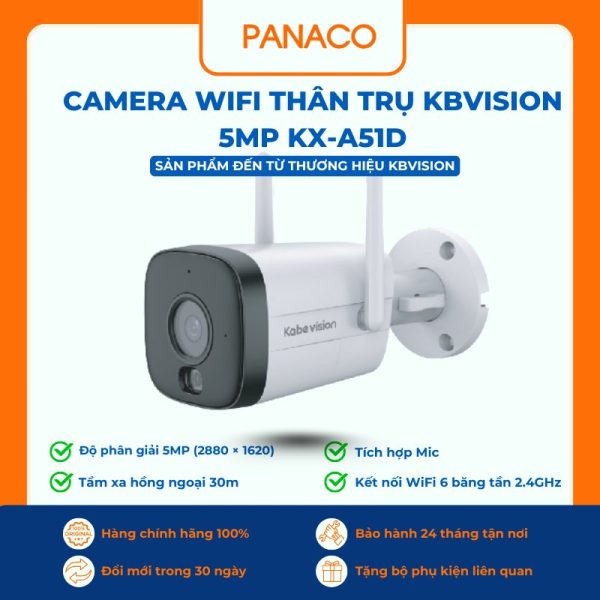 Camera wifi thân trụ Kbvision 5MP KX-A51D