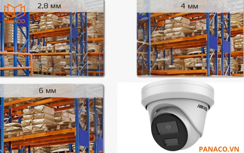 DS-2CD2323G2-IU hỗ trợ 3 tùy chọn ống kính linh hoạt: 2.8mm, 4mm hoặc 6mm