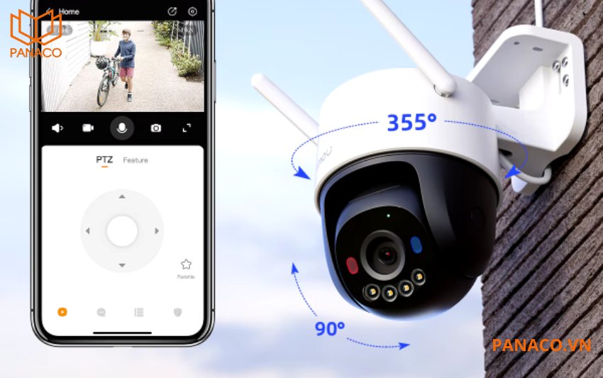 Camera imou IPC-K7FP-5H0WE hỗ trợ xoay ngang 355°, xoay dọc 90°