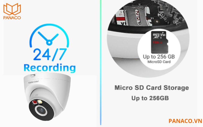KX-C32D có khe cắm thẻ nhớ dung lượng 256GB, lưu trữ hình ảnh và video trong thời gian dài mà không cần phụ thuộc hoàn toàn vào đầu ghi