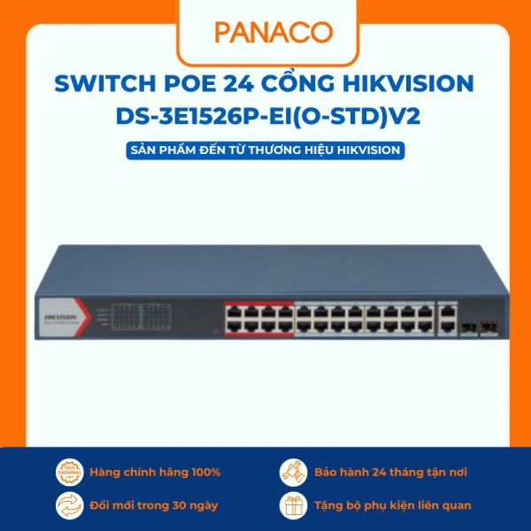Switch Poe 24 cổng Hikvision DS-3E1526P-EI(O-STD)V2