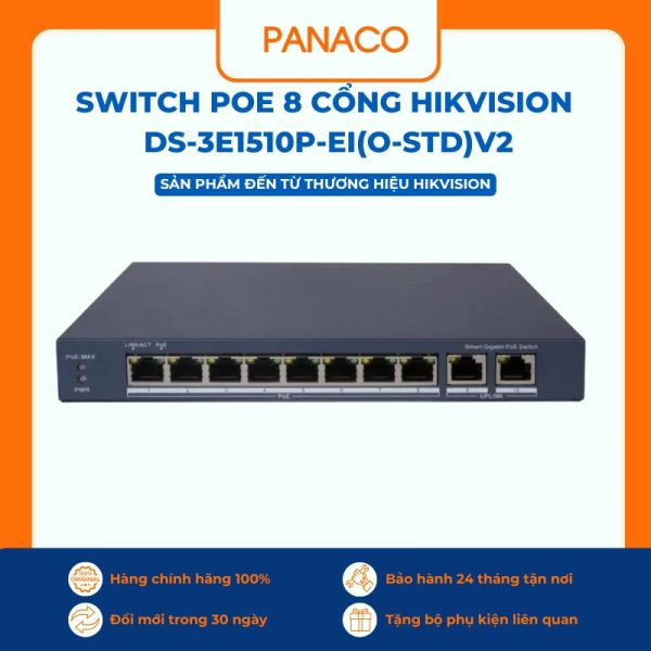 Switch Poe 8 cổng Hikvision DS-3E1510P-EI(O-STD)V2