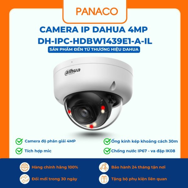 Camera IP Dahua 4MP DH-IPC-HDBW1439E1-A-IL