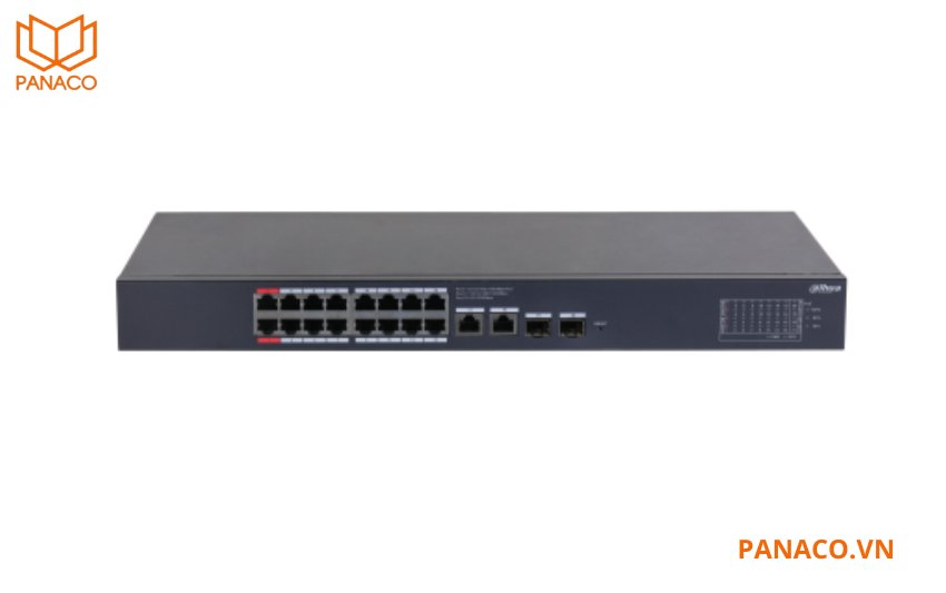 DH-CS4220-16GT-135 có 16 cổng mạng RJ-45 và 2 cổng uplink RJ-45